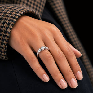 Cavallo - Horse Hooves Equestrian Ring with Moissanite in Silver