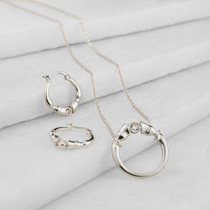 Cavallo - Moissanite Horseshoe Earring in Sterling Silver
