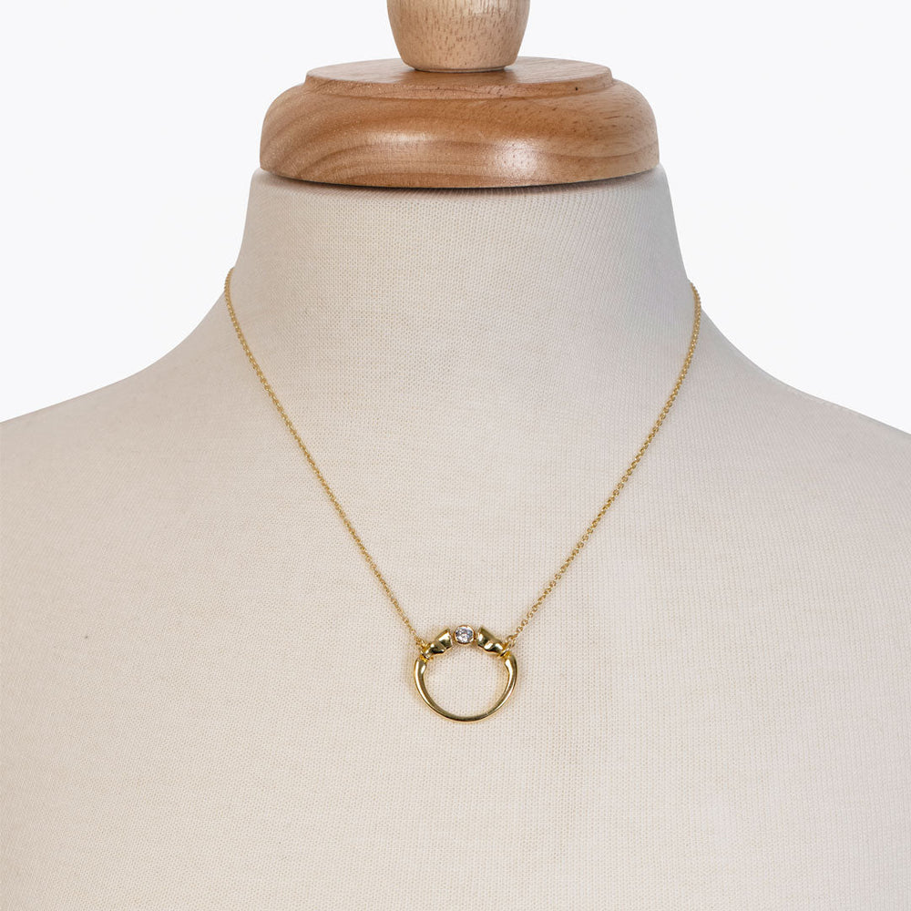 Cavallo - Moissanite Horses Hoof Necklace in Gold