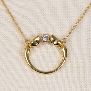 Cavallo - Moissanite Horses Hoof Necklace in Gold