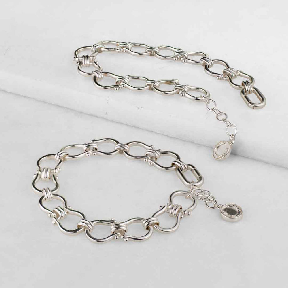 Chapelle - Horseshoe Link Equestrian Necklace in Silver