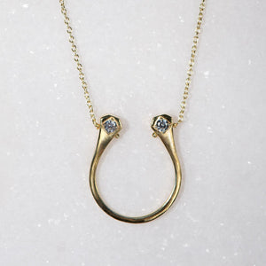 Charmed - Mossanite Equestrian Horseshoe Nail Necklace in Gold
