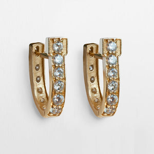 Colton - Diamond Cut Horseshoe Coin Earring in Gold