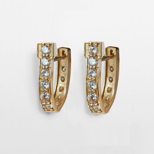 Colton - Diamond Cut Horseshoe Coin Earring in Gold