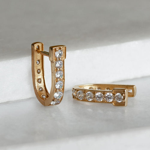 Colton - Diamond Cut Horseshoe Coin Earring in Gold