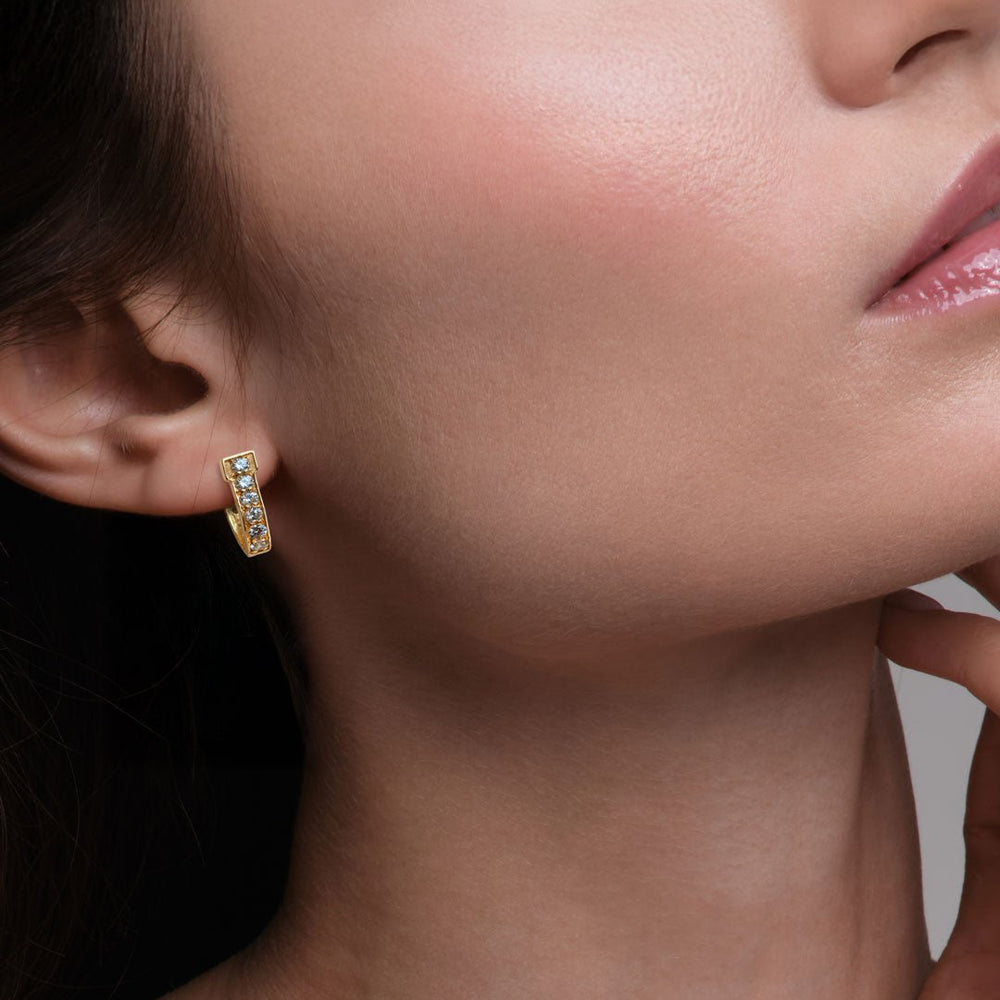 Colton - Diamond Cut Horseshoe Coin Earring in Gold