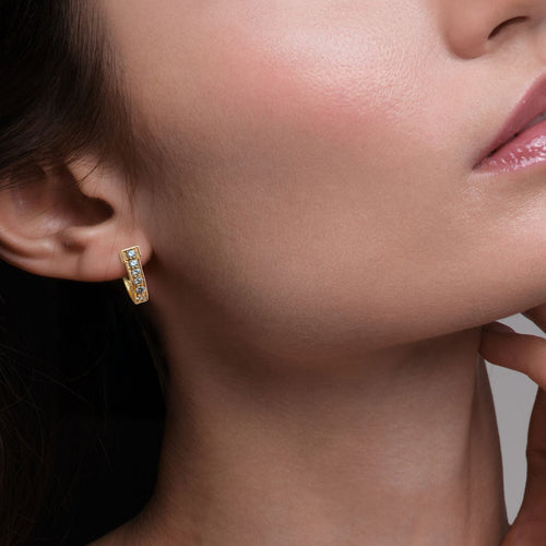 Colton - Diamond Cut Horseshoe Coin Earring in Gold