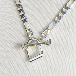 Cortina - Cuban Chain Horse Stirrup Bracelet in Silver