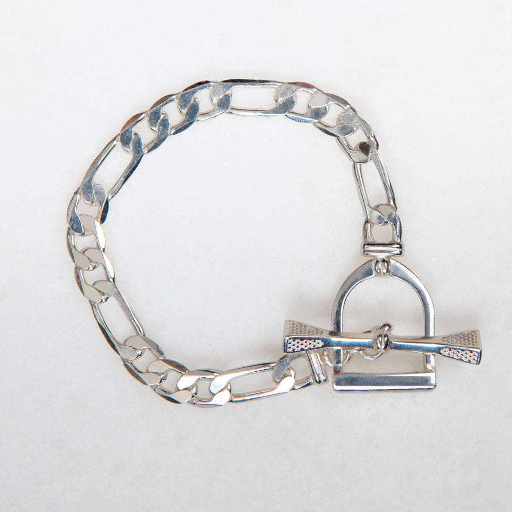 Cortina - Cuban Chain Horse Stirrup Bracelet in Silver