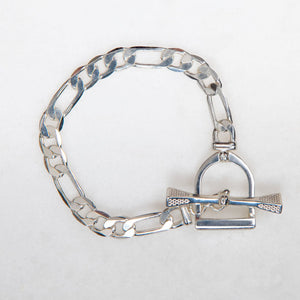 Cortina - Cuban Chain Horse Stirrup Bracelet in Silver