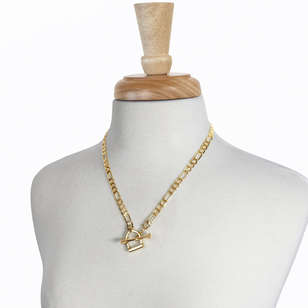 Cortina - Cuban Chain Horse Stirrup Necklace in Gold