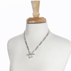 Cortina - Cuban Chain Horse Stirrup Necklace in Silver