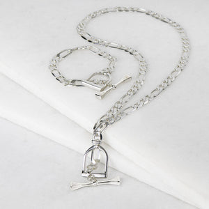 Cortina - Cuban Chain Horse Stirrup Necklace in Silver