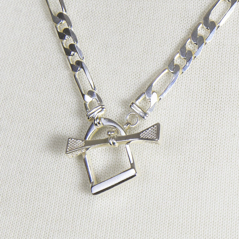 Cortina - Cuban Chain Horse Stirrup Necklace in Silver