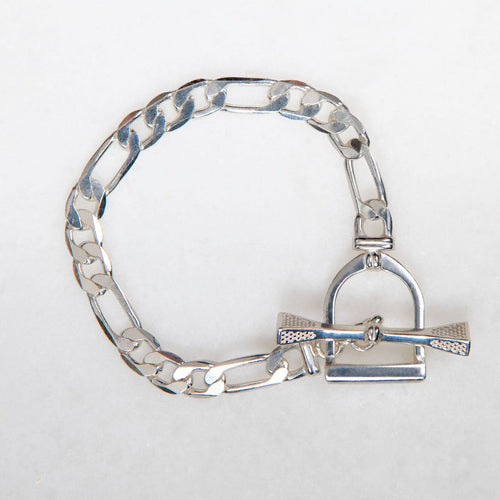 Cortina - Cuban Chain Horse Stirrup Necklace in Silver