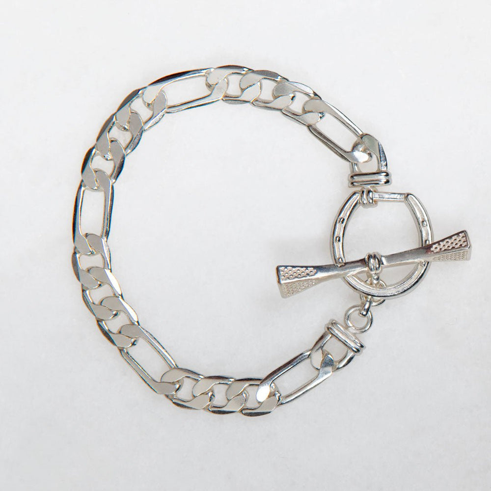 Cortina - Cuban Chain Horseshoe Bracelet in Silver