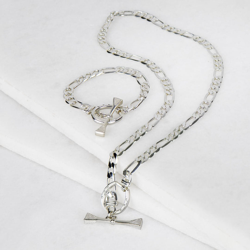 Cortina - Cuban Chain Horseshoe Bracelet in Silver