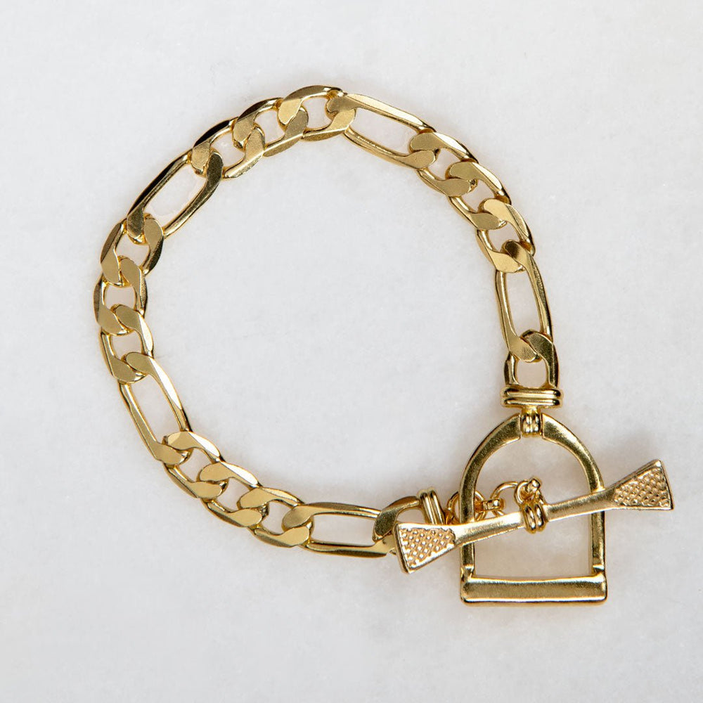 Cortina - Cuban Chain Horse Stirrup Bracelet in Gold