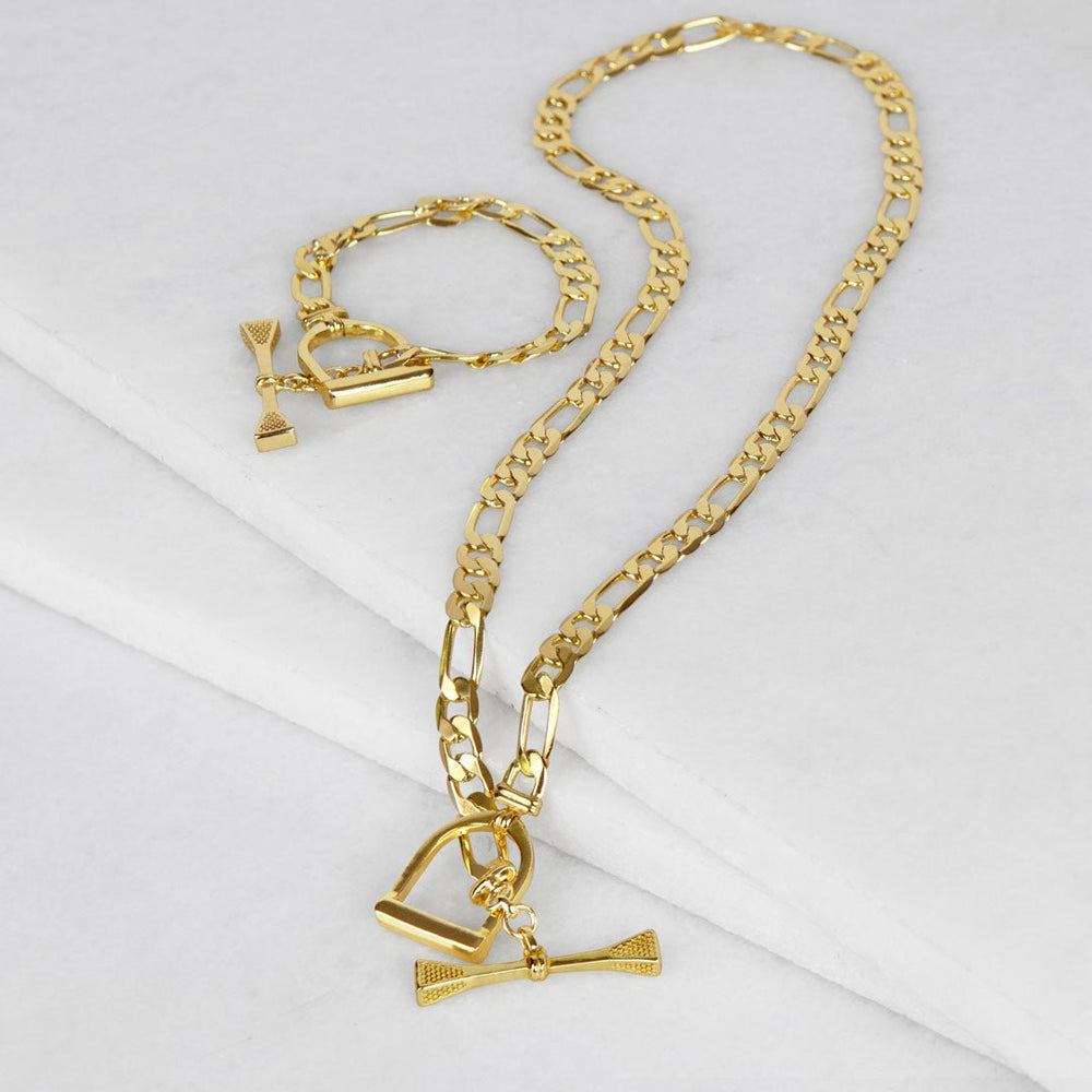 Cortina - Cuban Chain Horse Stirrup Bracelet in Gold