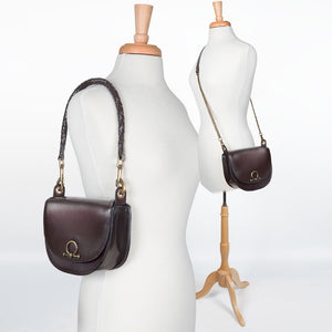 Coronado- Horse Bit Lock Luxury Leather Crossbody Handbag in Deep Brown