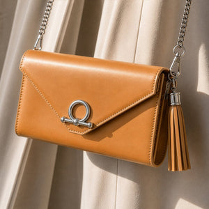 Del Mar - Horse Bit Crossbody Luxury Leather Handbag in Caramel