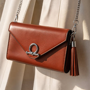 Del Mar - Horse Bit Crossbody Luxury Leather Handbag in Cognac
