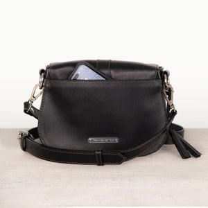 Del Rey - Equestrian Horse Bit Crossbody Luxury Leather Handbag in Black