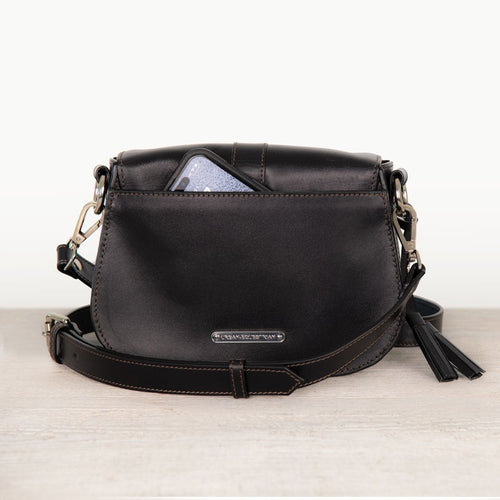 Del Rey - Equestrian Horse Bit Crossbody Luxury Leather Handbag in Black