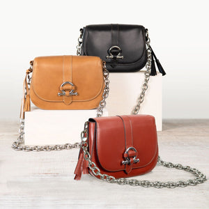 Del Rey - Equestrian Horse Bit Crossbody Luxury Leather Handbag in Cognac
