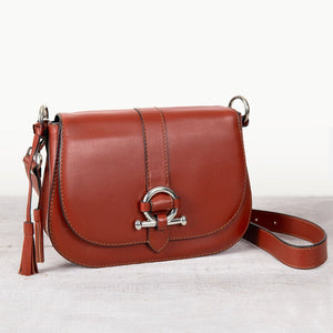 Del Rey - Equestrian Horse Bit Crossbody Luxury Leather Handbag in Cognac