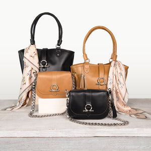 Del Rey -Horse Bit Tote Luxury Leather Handbag in Caramel