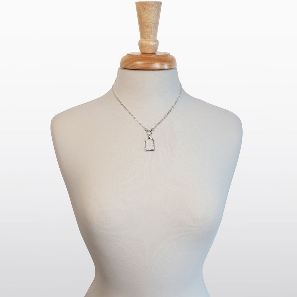 Denby- Equestrian Riding Stirrup Necklace in Silver