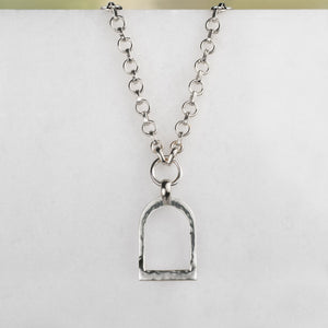 Denby- Equestrian Riding Stirrup Necklace in Silver