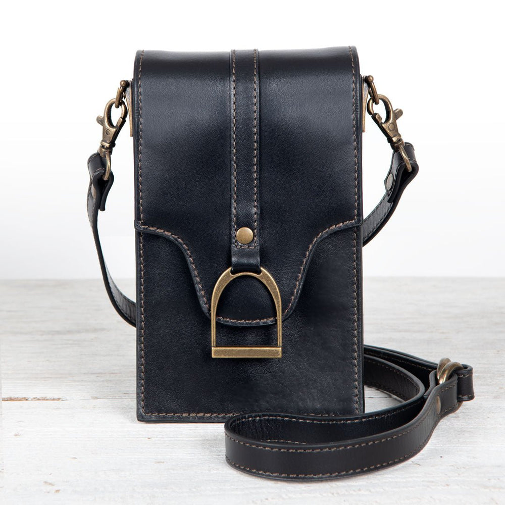 Devon Deluxe Phone Bag - Luxury Leather Handbag in Black