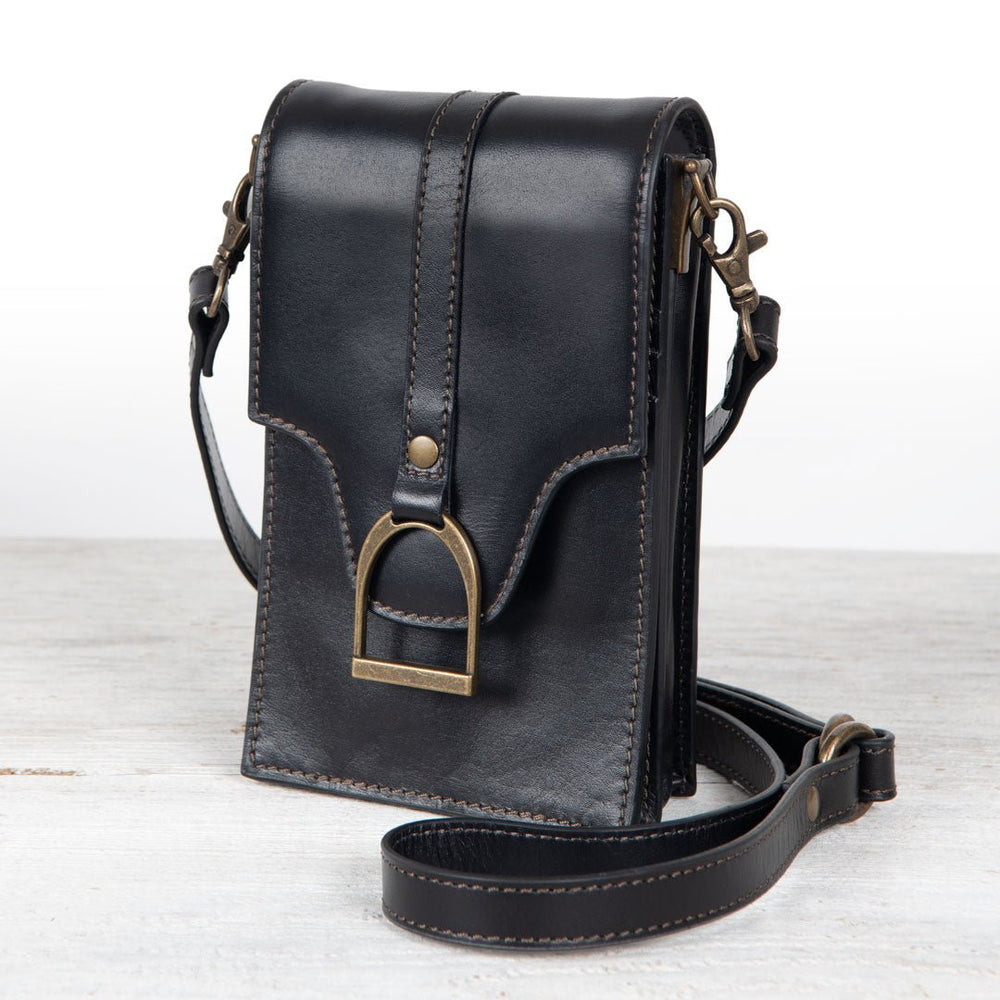 Devon Deluxe Phone Bag - Luxury Leather Handbag in Black