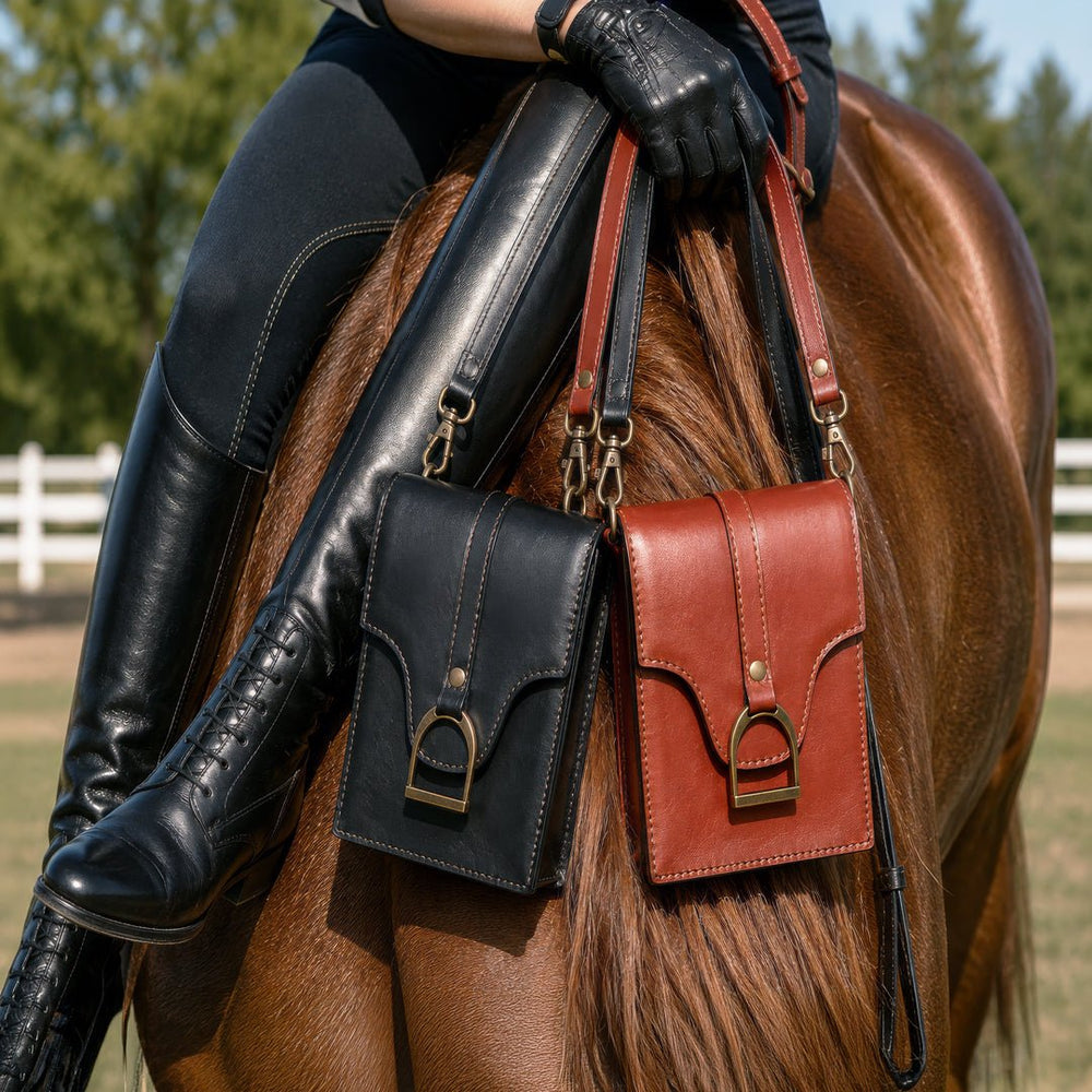 Devon Deluxe Phone Bag - Luxury Leather Handbag in Black