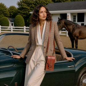 Devon Deluxe Phone Bag - Luxury Leather Handbag in Cognac