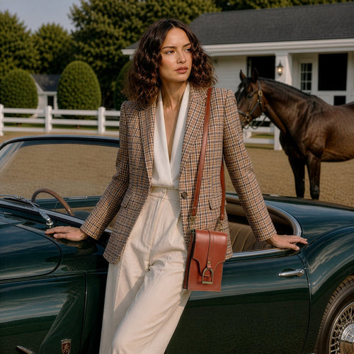 Devon Deluxe Phone Bag - Luxury Leather Handbag in Cognac