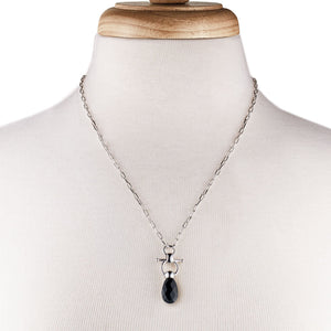 Droplette - Black Onyx Equestrian Horse Bit Necklace in Silver
