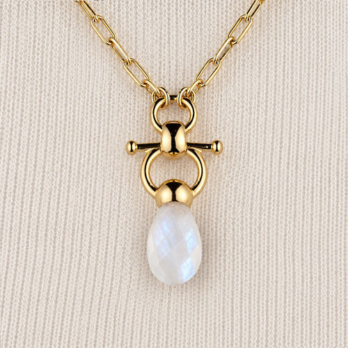 Droplette - Moonstone Equestrian Horse Bit Necklace in Gold