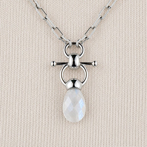 Droplette - Moonstone Equestrian Horse Bit Necklace in Silver