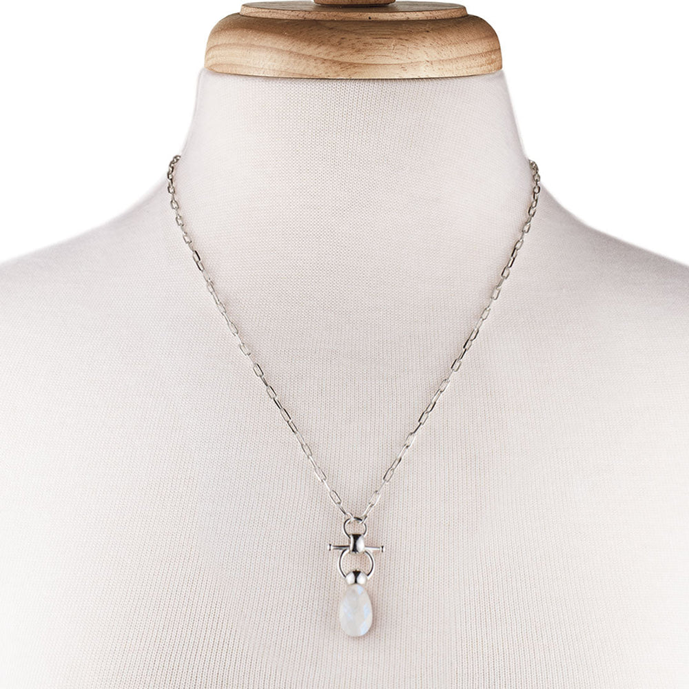 Droplette - Moonstone Equestrian Horse Bit Necklace in Silver