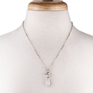 Droplette - Moonstone Equestrian Horse Bit Necklace in Silver
