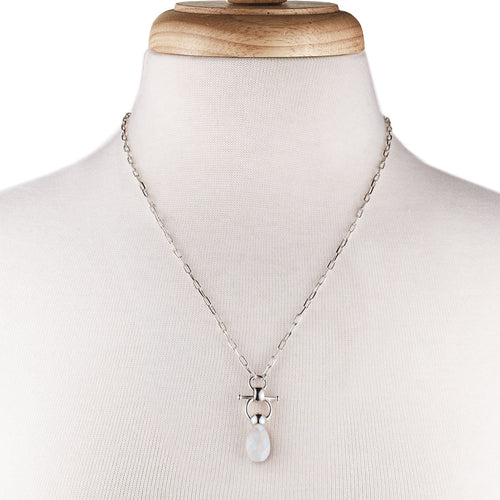 Droplette - Moonstone Equestrian Horse Bit Necklace in Silver