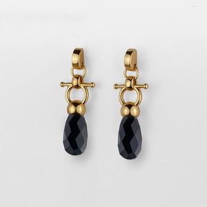 Droplette - Black Onyx Horse Bit Earring Equestrian in Gold