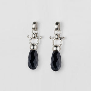 Droplette - Black Onyx Horse Bit Equestrian Earring in Silver