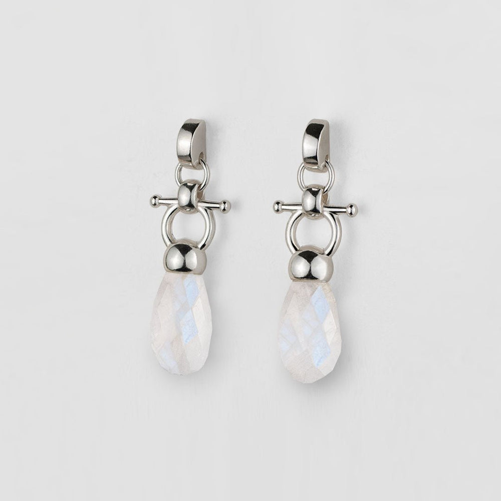 Droplette - Moonstone Horse Bit Equestrian Earring in Silver