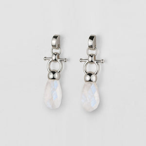 Droplette - Moonstone Horse Bit Equestrian Earring in Silver