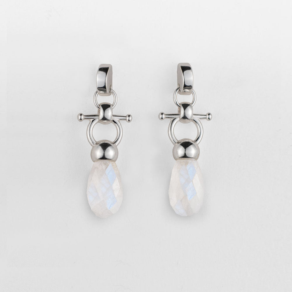 Droplette - Moonstone Horse Bit Equestrian Earring in Silver