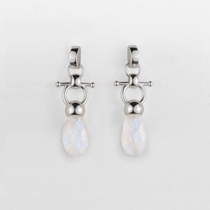 Droplette - Moonstone Horse Bit Equestrian Earring in Silver